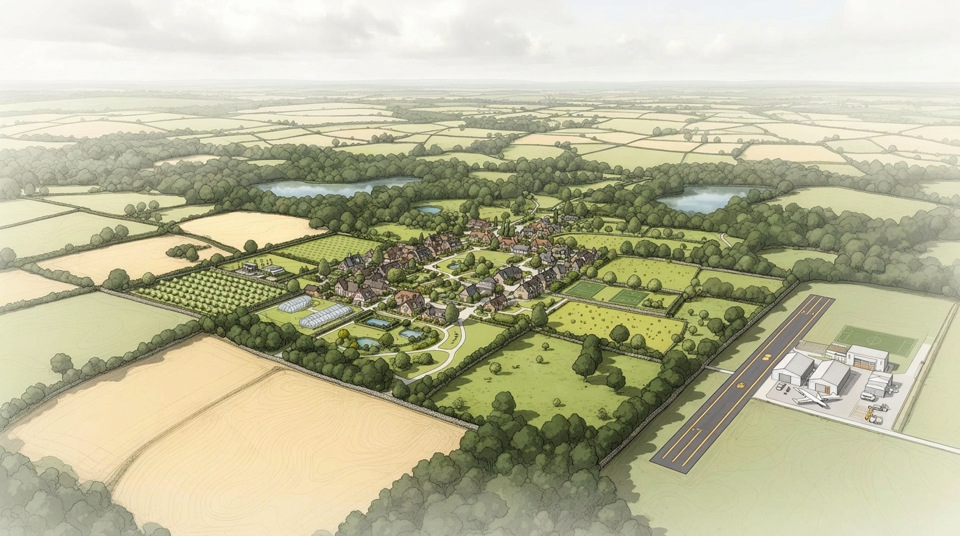 Architectural masterplan illustration of the ArcNexus core estate